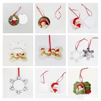 18 estilos sublimação mdf ornamentos de natal decorações redondas decorações quadradas de forma quadrada impressão a quente impressão em branco consumível fy4266