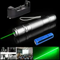 Byt knapp grön laser penna pekare 1mw 532nm synlig strålkastare grön laser penna + 18650 batteri + laddare