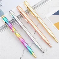 100PCS NEW Rainbow Rose Gold Metal Ballpoint Pen Student Teacher Writing Gift Advertising Signature Business Pen Stationery Office Supplies