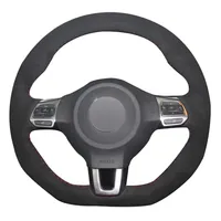 Camoscio nero fai da te auto Steering Wheel Cover per Volkswagen Golf 6 GTI MK6 VW Polo GTI Scirocco R Passat CC R-Line 2009-2016