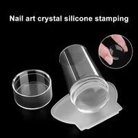 Modelli di nail art 1 Impostare il modello di stampaggio del modello Stamper Scraper con tappo Transparent Silicone Stamp Tools