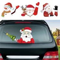 Car Wiper Autocollants de Noël Père Noël Bonhomme de neige 3D Elk PVC Waving Autocollants voiture de Noël Autocollants d'essuie-glace