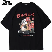 2020 Japon Streetwear Tişörtlü Erkekler Hip Hop Komik Şişman Panda Samuray Tişört Yaz Kısa Kollu Tişört Harajuku Pamuk Tees Yeni