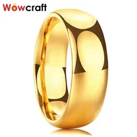 Gouden Tungsten Carbide Ring Mens Womens Wedding Band Verlovingsringen Gepolijst Domed Comfort Fit Gravure GRATIS aanpassen