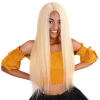 Блондинка парики человеческих волос экстра длинный прямые кружева Европейского Remy человеческих волос Парик фронт с свободной частью Цвет волос младенца # 613