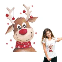 의류 귀여운 선물 축제 빨 스티커 크리스마스 사슴 패치 DIY 열전달 스티커 Parches 철 아플리케를