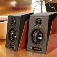 USB Wired Wooden Combination Speakers Computer Speakers Bass Stereo Music Player Subwoofer Sound Box For PC Phones