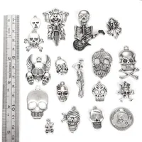 18 stks Tibetan Silver Color Sugar Skull Charm Hanger Halloween Skull Skeleton Charms voor Armbanden Ketting DIY Sieraden Maken