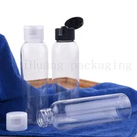 Botellas de viaje plásticas de champú transparente de 120ml con tapa superior de plástico, embalaje recargable botellas de mascotas de embalaje, botellas de aromas