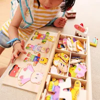 Cztery Cubs Zmień Ubrania gry Drewniane Dzieci Wczesna Ręka Grasping Dress Dopasowanie Zabawki układankowe Puzzle Fabryka Hurtownie