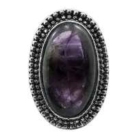 10 pcs banhado a prata anel redimensionável forma oval forma vermelha turquesa pedra para presente ametista cristal jóias