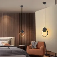 Геометрическая форма люстра LED спальня прикроватной подвесной светильник просто столовая лампа одна головы бар минималистская маленькая люстра