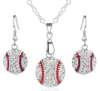 Neue Kristall-Baseball-Anhänger Ohrringe Halskette Schmuck-Sets Mode Sport Schmuck Bester Freund-Geschenk für Team Club Base Ball Lovers