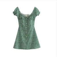 Green Floral Print Dress Multiple Size Realisation Par Women Casual Shirts Beach
