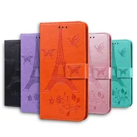 Paris Eiffelturm-Leder-Mappen-Kasten für Iphone 12 11 Pro MAX XR XS X 8 7 SE 2020 6 Blumen-Schmetterlings-ID-Karten-Slot Halter-Schlag-Abdeckungs-Beutel