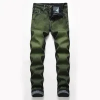 I jeans da uomo uomini vintage stretch slim maschio moda matita pantaloni magro verde denim taglia 28-40