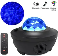 Uzaktan Lazer Gece Işık LED Müzik Yıldızlı Gökyüzü Projektör Okyanus Dalga Ses Kontrol Bluetooth Hoparlör Renkli Çocuklar Için Oyun Parti Odası