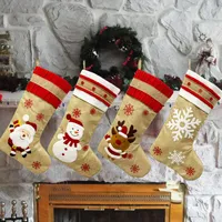 عيد الميلاد جوارب الخيش قماش سانتا ثلج الرنة جوارب حقائب هدية لعيد الميلاد حزب ديكور لوازم LX3027