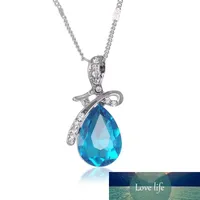 6 Colors water drop pendant necklaces crystal chain diamond angel tears fashion jewelry for girls Factory price expert design Quality Latest Style Original Status