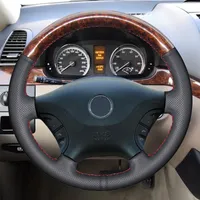 Couro DIY Preto Artificial cosido à mão Car Steering Wheel Cover para Mercedes Benz Vito 2010-2015 Viano W639 2006-2011