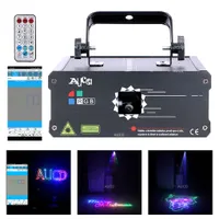 AUCD Remote Phone Bluetooth-app DIY Redigera mönster RGB Colorful Laser Scan Animation Projector Lights DMX DISCO DJ Party Show Stage Lighting F6A-500MW/1W