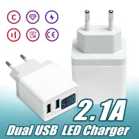 Mostra 2.1A Smart Charger LED display Dual USB Phone Charger LED Smart Plug Mobile Travel Adapter parete Compatiable per Android con OppBag