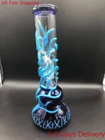 25 см 10 дюймов премиум свечение в темно-синем цвете с голубой веной кальянской водой трубы бонг стеклянные бонги со стеблем