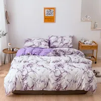 紫色の大理石のパターン寝具板吹雪カバーセット2 / 3pcsベッドセットツインダブルクイーンキルトカバーベッドリネン（シートなし）