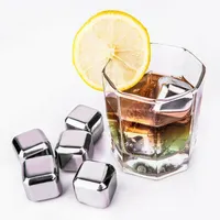 200PCS 304 Rostfritt stål Ice Cube Whisky Chilling Stones Rebrusble Cooler Stone Drink Chiller Vinbjörn Vatten Is Cubes Ball