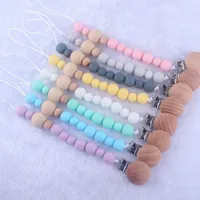 Baby Pacifier Clips Silica Gel Pacifier Soother Holder Beaded Clip Chain Nipple Teether Dummy Strap Chain Baby Shower Gift BPA Free DW5777