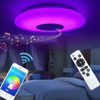 60W RGB Recessed 설치 원형 별빛 음악 LED 천장 조명, 블루투스 스피커, 디 밍이 가능한 색상 변경 램프