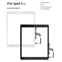 Nuevo para el iPad 1 iPad de aire 5 de la pantalla táctil y el botón del hogar de cristal delantero reemplazo de la exhibición de panel táctil A1474 A1475 A1476