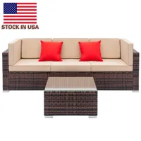 Custom Soft Fully Equipped Weaving Sofa Set with 2pcs Corner 1pcs Single Sofas & 1 pcs Coffee Table Comfort Rattan Chair