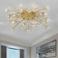 Modern samtida guld LED-diod Crystal Luster Ceiling ljuskronor för sovrum matsal vardagsrum kök hall lägenhet deco