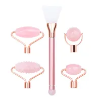 New Arrival Natural Jade Massage Roller 5 in 1 Multifunctional Eye Massage Roller Face Mask Brush Body Scraping Tools