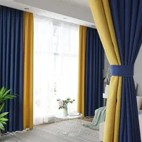 2pcs Modern Luxury High End Curtains Bedroom Living Room Balcony Window Screen Curtains Villa Decoration Cotton Linen Stitching Curtain