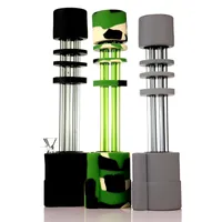 Neueste Silikonbong 13 Zoll Wasser mit 6 Glas Guntrohren Gatling-Bongs-Pfeife 14mm Gelenk 3 Farben Wählen Sie Haken
