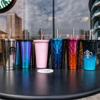 500ML Starbucks Cup with Straw and Lip Stainless Steel Tumbler Mugs Double Wall Vacuum Insulated Cup Water Bottlle