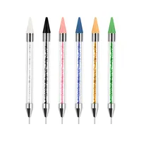 TAMAX 1PC Dual-Ended Nail Dotting penna perline di cristallo maniglia con strass borchie raccoglitrice matita cera matita manicure glitter polvere per nail art strumenti