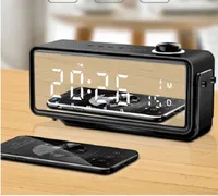 2020 venta caliente Bluetooth Wireless calendario altavoz del teléfono móvil del envío del reloj de alarma pequeño equipo de música portátil multifuncional subwoofe altavoz dual