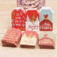 NUEVO 100pcs DIY etiquetas colgantes embalaje de regalo tarjeta de regalo de decoración 5 * 3cm de Navidad Etiquetas Kraft tarjeta de regalo de papel Feliz etiqueta de la etiqueta