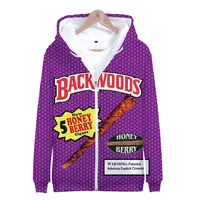 Winter Mens Jackets and Coats Backwoods Honey Berry 3D Hoodie Fleece Zipper Hooded Sweatshirt Outwear Streetwear Funny Clothes