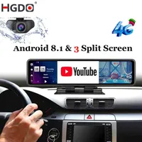 HGDO 12 '' CAR DVRダッシュボードカメラアンドロイド8.1 4G ADASリアビューミラービデオレコーダーFHD 1080P WiFi GPSダッシュカム登録