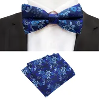 Bow Tie Set For Men Red Blue Paisley Pocket Square Bowtie Suit Mens Business Wedding Hankerchief Floral Ties Accessories Gifts