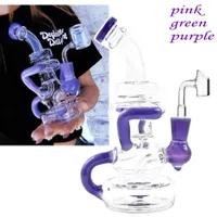 Lavendel paars 8 inch DAB RUG Percolator Glas Hookah Bong Spray Bottle Water Pijp Olierouts Roken Pijp 14mm Banger