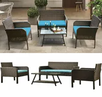 SHip From USA FAST UPS SHIPPING 4 Piece Rattan Sofa Seating Group with Cushions, Outdoor Ratten sofa WF190610AAC