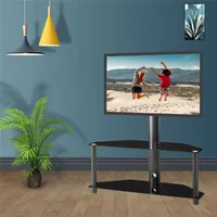 미국 주식의 많은 재고 조정 가능한 멀티 기능 강화 유리 금속 프레임 바닥 TV는 LCD TV 브라켓 플라즈마 TV 브라켓 W24104948 스탠드