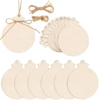50Pcs decor Wooden Ornaments Unfinished with Hole, 4 inch Natural Wood Slices for DIY Wooden Hanging