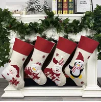 Christmas Ornaments Stockings Socks with Santa Claus Christmas Lovely Bag For Children Candy Gift Bag Fireplace Xmas Tree Decoration