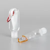 50 ml nyckelring tom alkoholfyllningsbar flaska med nyckelring Hook Clear Transparent plast Travel Hand Sanitizer Free Ship LX2972